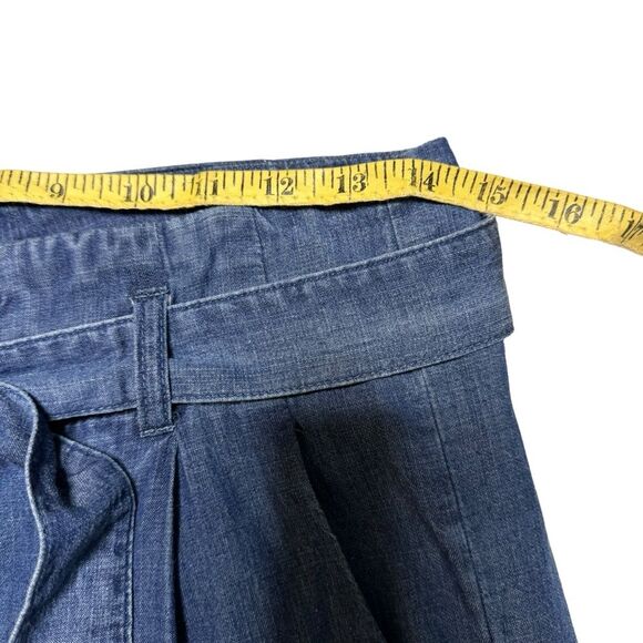 Thought Women's Wide-Leg Paper Bag Waist Belted Zip Up Jeans Slacks Size 8 - Picture 8 of 12